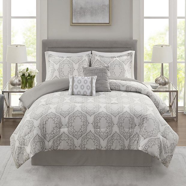 Madison Park Clare 6-Piece Comforter Set with Coordinating Pillows - outlet Queen