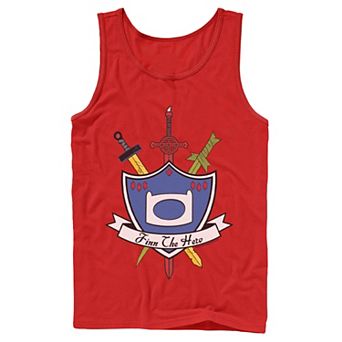 Men's Cartoon Network Adventure Time Finn The Hero Sword And Shield Banner Tank Top