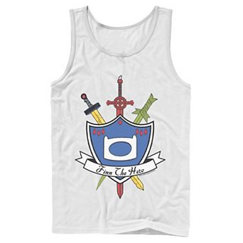 Men's Cartoon Network Adventure Time Finn The Hero Sword And Shield Banner Tank Top
