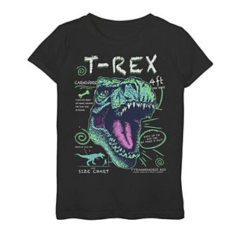 Girls 7-16 Know Rex Dinosaur Text Poster Graphic Tee
