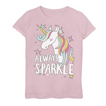 Girls 7-16 Always Sparkle Unicorn & Stars Illustration Graphic Tee
