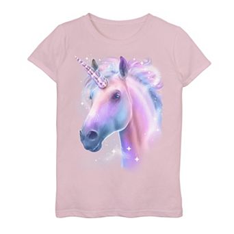 Girls 7-16 Unicorn Face Gradient Shine Graphic Tee