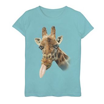 Girls 7-16 Silly Giraffe With Tongue Out Graphic Tee