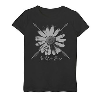 Girls 7-16 Free Flower Floral Arrows Text Graphic Tee