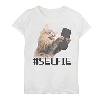 Girls 7-16 Sun Cat Animal Pixel Art Graphic Tee