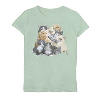 Girls 7-16 Pile Of Cute Cat Group Shot Graphic Tee