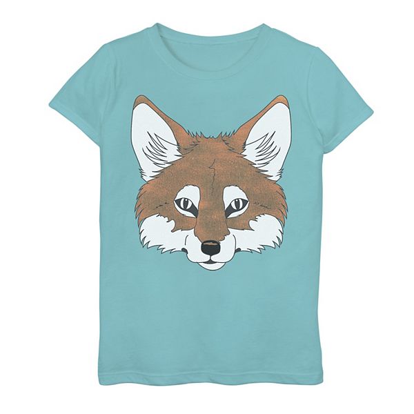 Girls 7 16 Red Fox Face Cartoon Texture Cute Graphic Tee