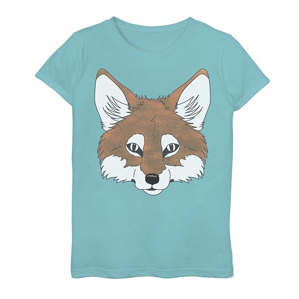1Tee Girls Cartoon Geometric Fox T-Shirt