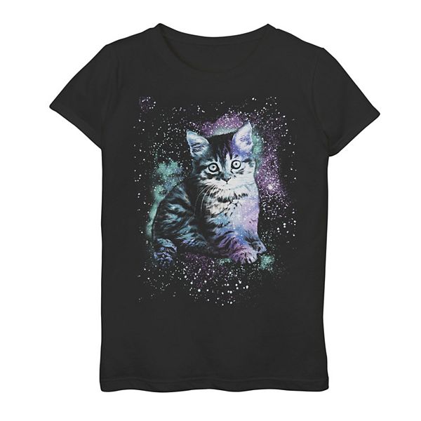 Girls 7-16 Night Kitty Galactic Cat Graphic Tee