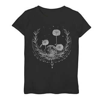 Girls 7-16 Dandelions And Moon Crescent Graphic Tee