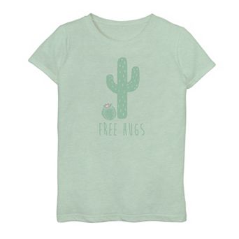 Girls 7-16 Free Cactus Hugs Text Graphic Tee
