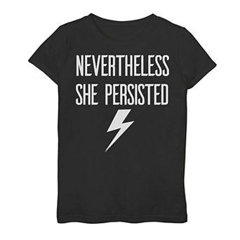 Girls 7-16 Nevertheless She Persisted Black Type Graphic Tee