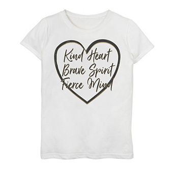 Girls 7-16 Kind Brave Fierce Inspirational Text Graphic Tee