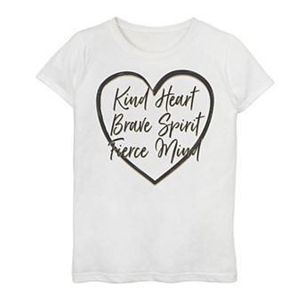 Girls 7-16 Kind Brave Fierce Inspirational Text Graphic Tee