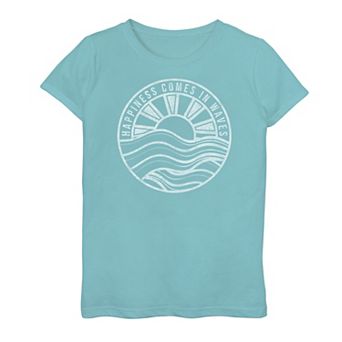 Girls 7-16 Happy Waves Artsy Inpirational Text Graphic Tee