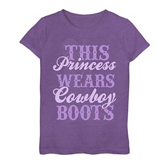 Girls 7-16 This Princess Wears Cowboy Boots Purple Graphic Tee