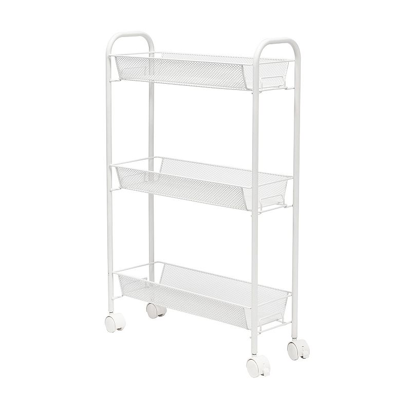 Honey-Can-Do Slim Rolling Wire Cart, White