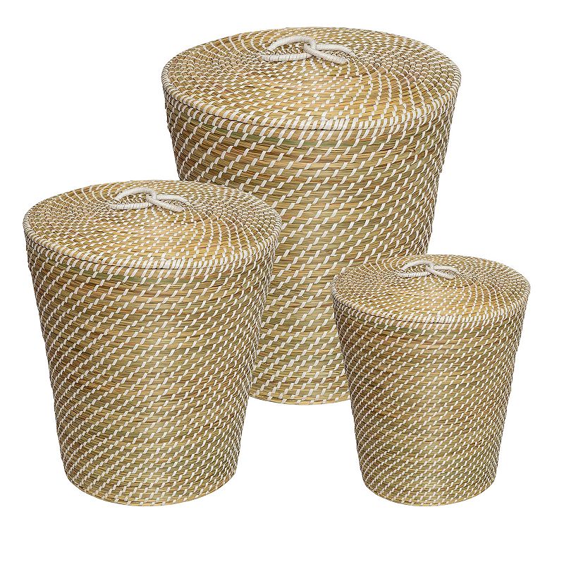 Honey-Can-Do Set of 3 Nesting Seagrass Snake Charmers Baskets, Multicolor
