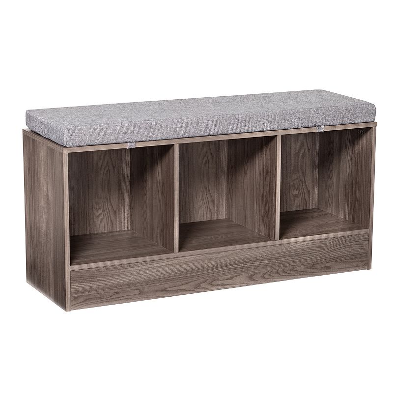 Honey-Can-Do Entryway Bench with Storage Shelves, Grey, SHOE RACK