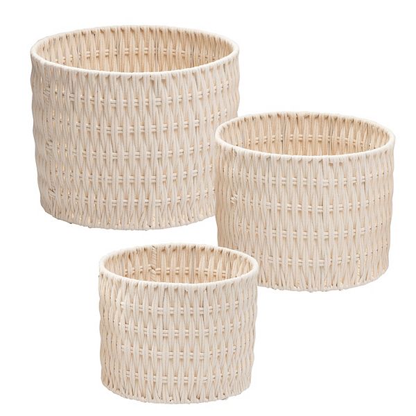 3-Pack Cotton Rope Baskets Decorative Hampers Details about   Woven Storage Baskets Collapsi 