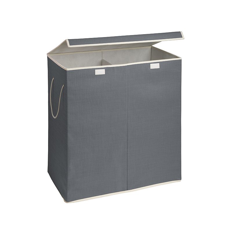 Honey-Can-Do 2-Compartment Collapsible Sorting Hamper, Grey