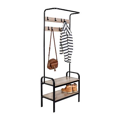 Honey-Can-Do Entryway Organizer with Hooks and Shoe Storage