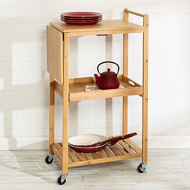 Honey-Can-Do 38-Inch Bamboo Kitchen Cart with Wheels