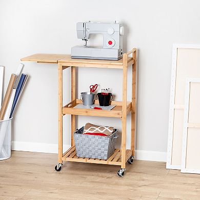 Honey-Can-Do 38-Inch Bamboo Kitchen Cart with Wheels