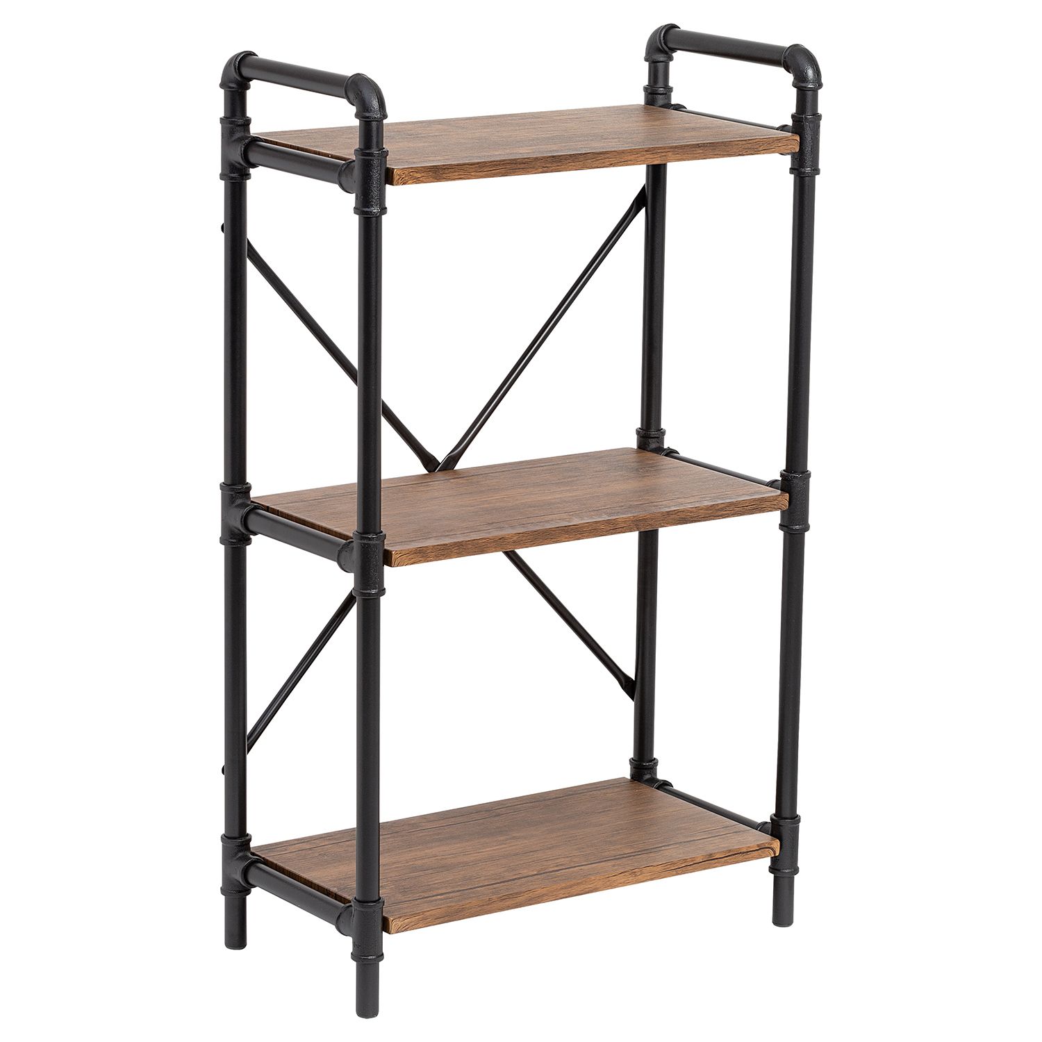 Sunnydaze Decor Industrial Style 3-Tier Bookshelf - Wood Veneer Shelves - Smoky Gray