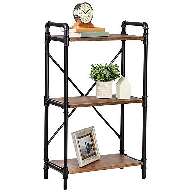 Honey-Can-Do 3-Tier Industrial Black Bookshelf