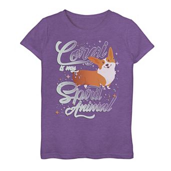 Girls 7-16 Corgi Spririt Dog Text Graphic Tee