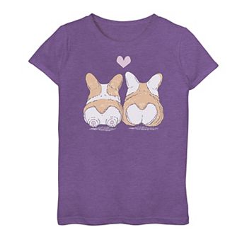 Girls 7-16 Corgi Cuddle And Love Poster Graphic Tee