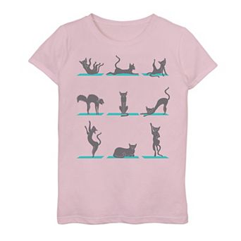 Girls 7-16 Yoga Kitty Cat Lineup Graphic Tee