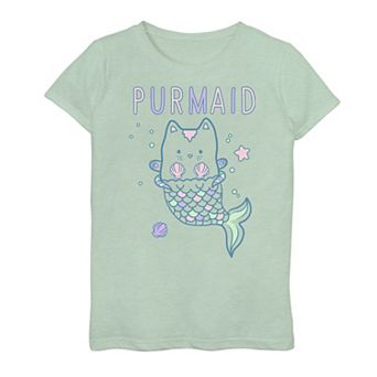 Girls 7-16 Purmaid Hald Kitty Half Mermaid Graphic Tee