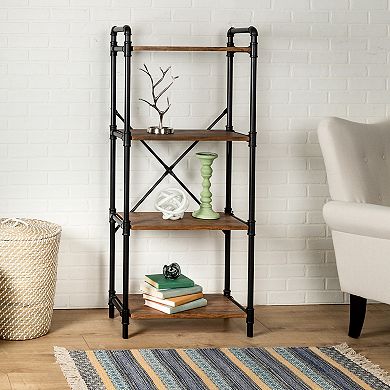 Honey-Can-Do 4-Tier Industrial Black Bookshelf