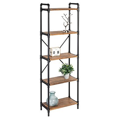 Honey-Can-Do 5-Tier Industrial Black Bookshelf