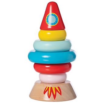 Manhattan Toy Stacker Rocket Baby and Toddler 7 pc Magnetic Wooden Stacking Toy Set