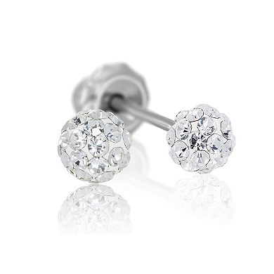 Inverness Home Ear Piercing Kit with Stainless Steel 4 mm Pave Crystal Ball Stud Earrings