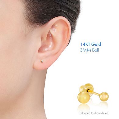 Inverness Home Ear Piercing Kit with 14k Gold 3 mm Ball Stud Earrings