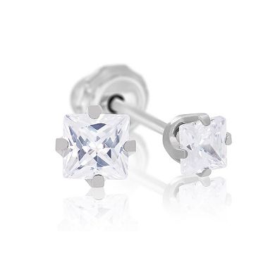 Inverness Home Ear Piercing Kit with Stainless Steel 3 mm Square CZ Stud Earrings