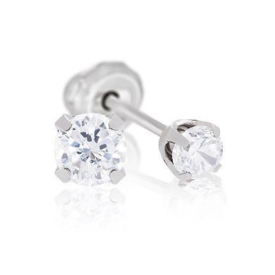 Inverness Home Ear Piercing Kit with 14k White Gold 3 mm CZ Stud Earrings