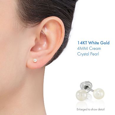 Inverness Home Ear Piercing Kit with 14k White Gold 4 mm Crystal Pearl Stud Earrings