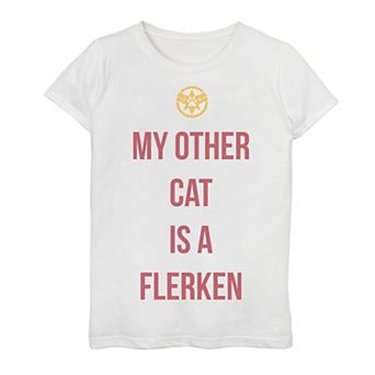Girls 7-16 Marvel Captain Marvel My Other Cat Is A Flerken Bold Logo Graphic Tee