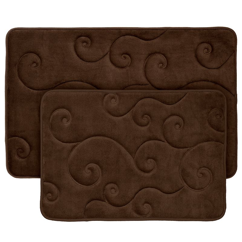 Portsmouth Home 2-Piece Non-Skid Memory Foam Bath Mat Set, Brown