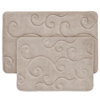 Portsmouth Home 2 pc Non-Skid Memory Foam Bath Mat Set