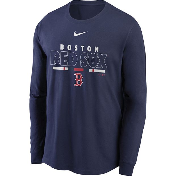 Men's Nike Boston Red Sox Color Bar Practice Long Sleeve Tee