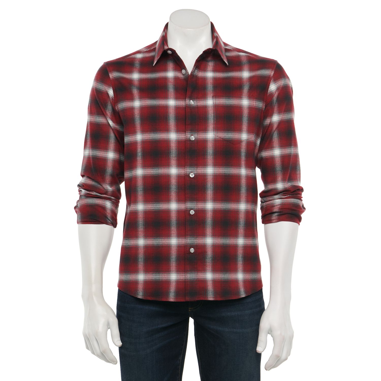 men's apt 9 stretch flannel untucked fit shirt