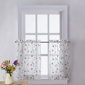 Curtainworks 2-pack Botanical Embroidery Window Tier Set