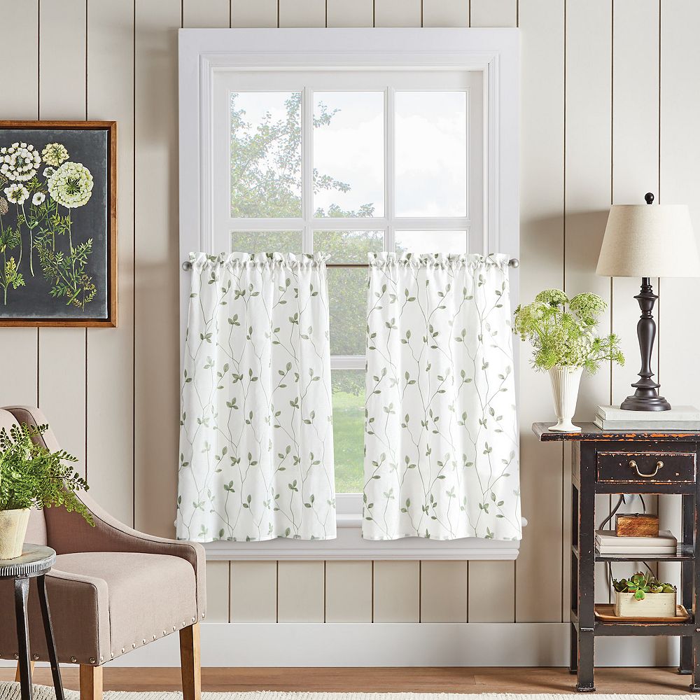 Curtainworks 2-pack Botanical Embroidery Window Tier Set