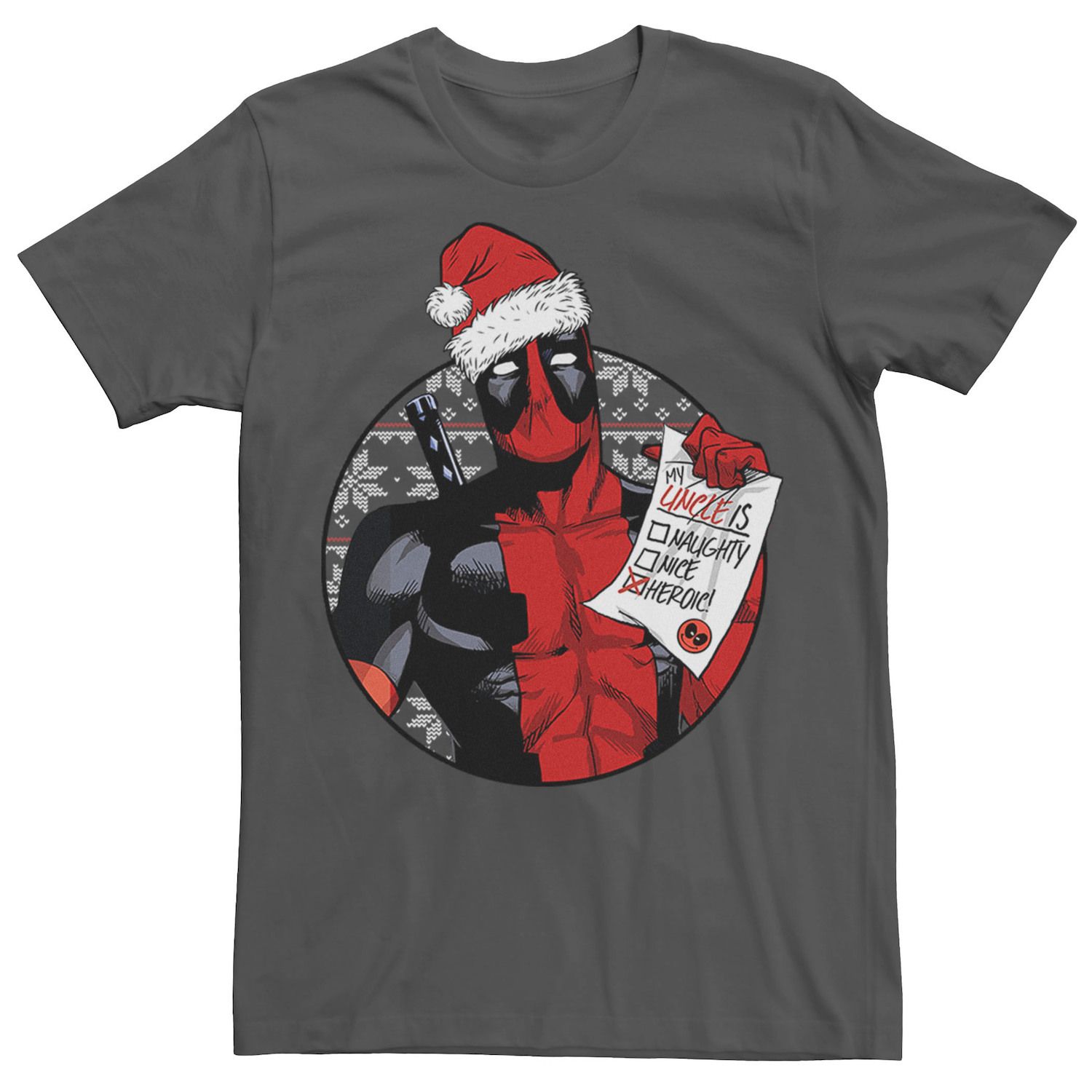 Image for Licensed Character Men's Marvel Deadpool List Uncle Is Heroic Christmas Tee at Kohl's.